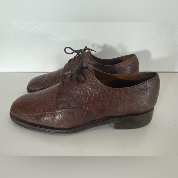 Loake Mens Size 9 (uk 8.5) Brown Exotic Leather Derby Dress Shoes England - Picture 2 of 14